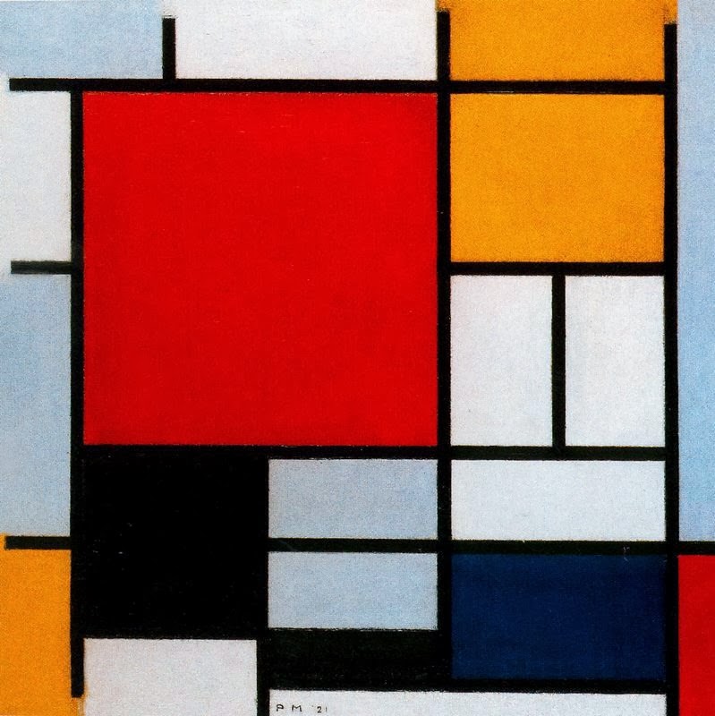 Mondrian composition in red yellow and blue