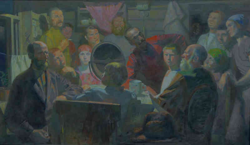 Vladimir Malagis Listening to Stalin's Speech 1933