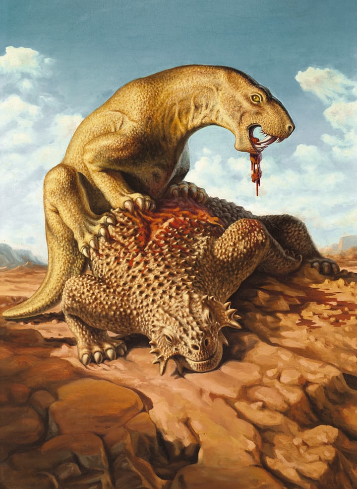 Alexei Petrovich Bystrow Inostrancevia devouring a Pareiasaurus