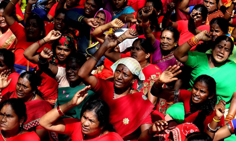 Trade union demo against BJP