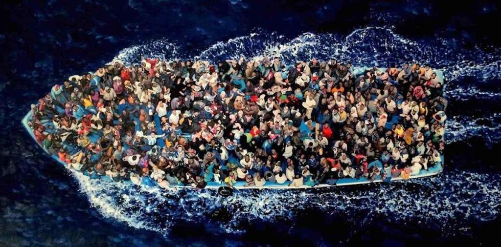 Stephen Burgess' painting "Refugee Rescue"